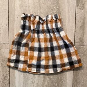 Plaid Smocked Waist Mini Skirt in Mustard & Black